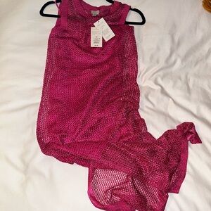 NWT Target Openwork Midi Sweater Dress - A New Day - Metallic Pink Faux Crochet